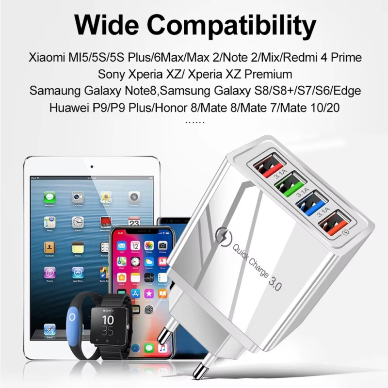 Multi Port 4 USB Quick Charge 3.0 for Phone Adapter - Image 5