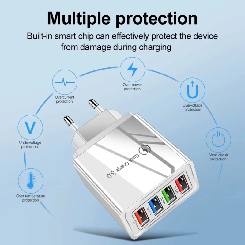 Multi Port 4 USB Quick Charge 3.0 for Phone Adapter - Image 3
